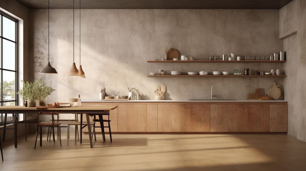 Eco-Friendly Kitchen with Sustainable Venetian Plaster Walls