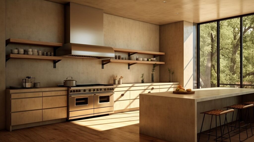 Modern Kitchen with Elegant Tadelakt Plaster Wall