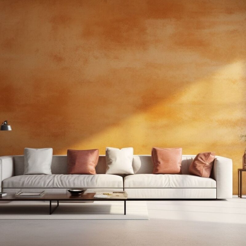 modern interior showcasing a wall finished with synthetic Venetian plaster in Sydney