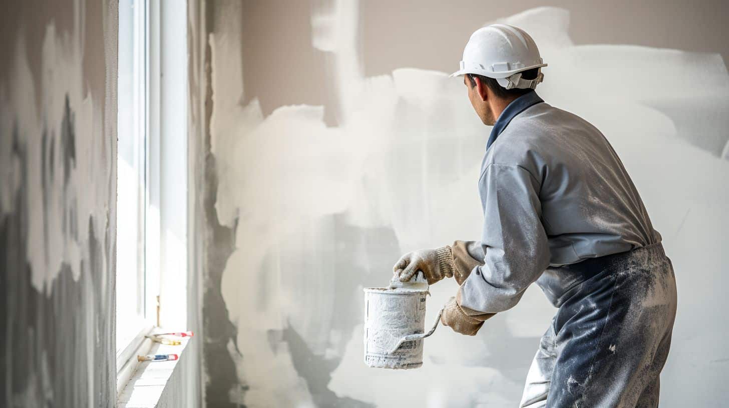 plasterer applying Venetian plaster in sydney using a flat stainless steel trowel