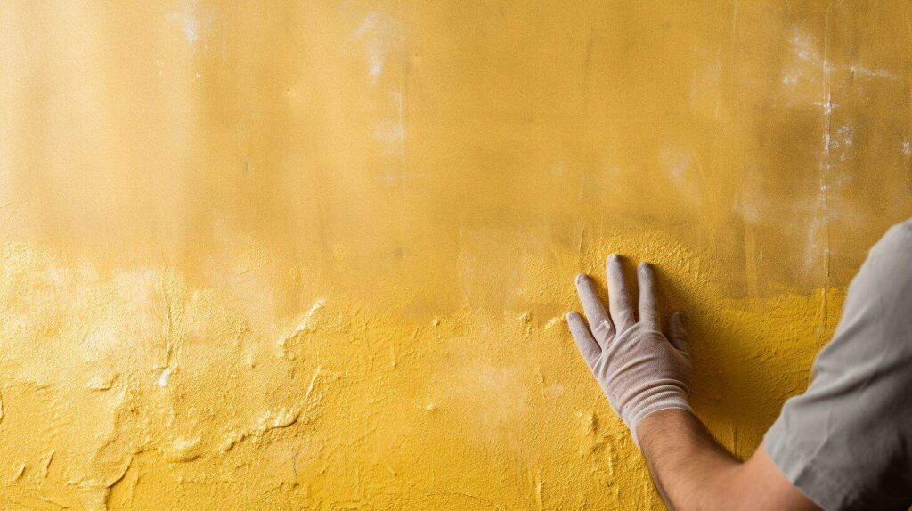 plasterer applying natural beeswax to a Venetian plaster wall using a soft cloth