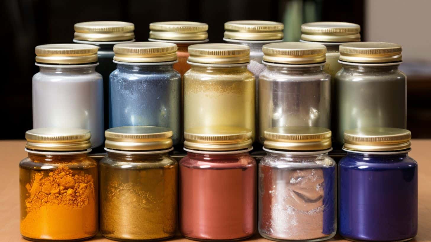 various types of metallic pigments and additives used for tinting Venetian plaster